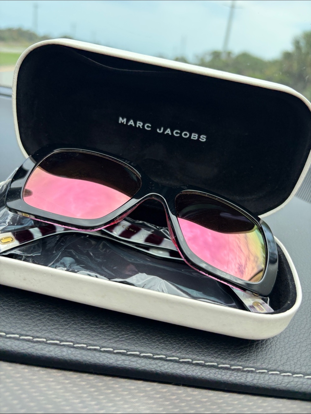 Marc Jacobs Black Frames with Pink Mirrored Lenses Sunglasses